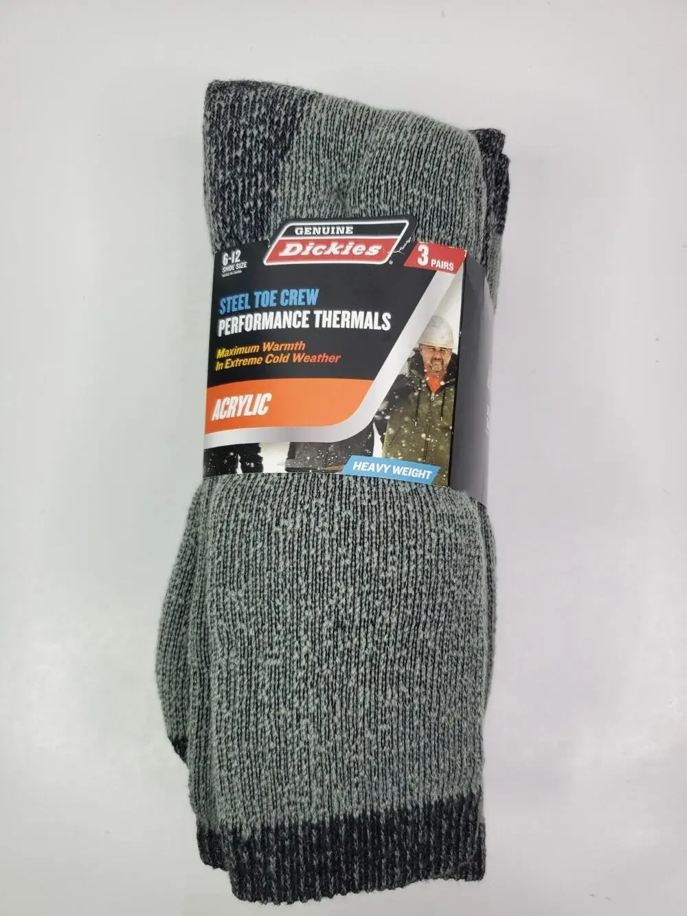 Dickies 3pr Steel Toe Acrylic Blend Heavy Thermal Crew Socks Size 6-12 *NEW*